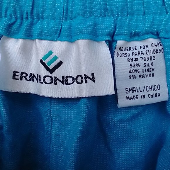 Erin London Blue Silk Linen Capris - Small - Picture 6 of 7